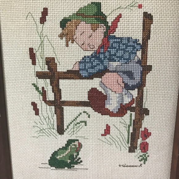 HUMMEL SPRING FROG 🐸 CROSS STITCH HANDMADE💚EUC - Picture 2 of 16